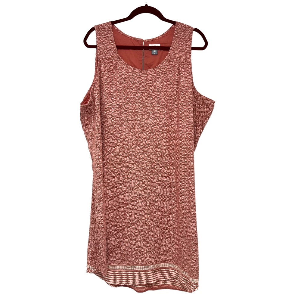 Vintage Old Navy Cotton Mauve Print Scoop Neck Casual Shift Dress XXL